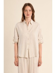 Camisa de mujer de manga corta, motivo rayas.