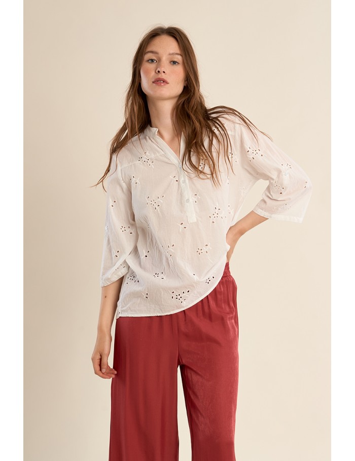 Chemisier coton en broderie anglaise