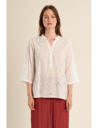 Cotton blouse in broderie anglaise
