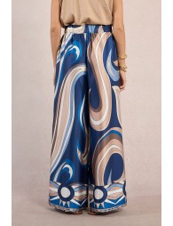 Printed wide-leg trousers