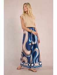 Printed wide-leg trousers