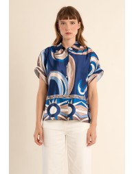 Chemisier manches courtes, effet satiné