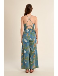 Combinaison en denim imprimée