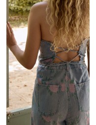 Floral denim jumpsuit
