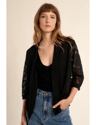 Vest with lace sleeves