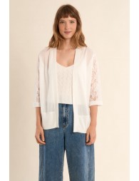 Vest with lace sleeves