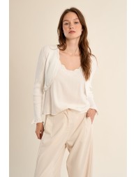 Bolero de mujer de manga larga, detalle volantes.