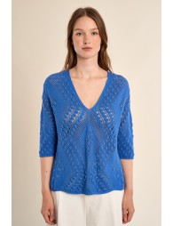 Short-sleeved crochet knit