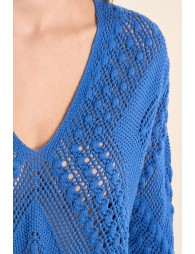 Short-sleeved crochet knit