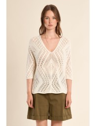 Short-sleeved crochet knit