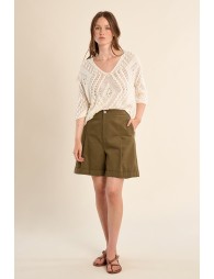 Short-sleeved crochet knit