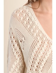 Short-sleeved crochet knit