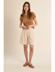 Short-sleeved crochet knit