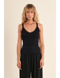 Knitted tank top, lace straps