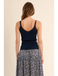 Débardeur en maille, bretelles dentelles