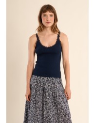 Knitted tank top, lace straps