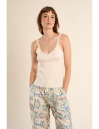 Knitted tank top, lace straps