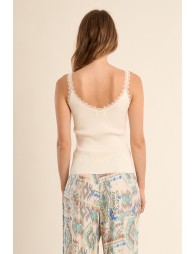 Knitted tank top, lace straps