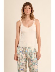 Knitted tank top, lace straps