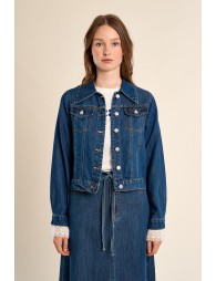 Veste court en denim, ceintrée