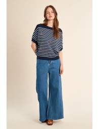 Short-sleeved sailor and cherry knit