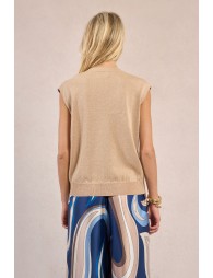 Jersey de mujer de manga corta, en tejido brillante.