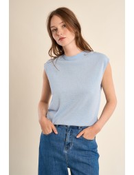 Jersey de mujer de manga corta, en tejido brillante.