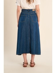 Long denim skirt, knotted