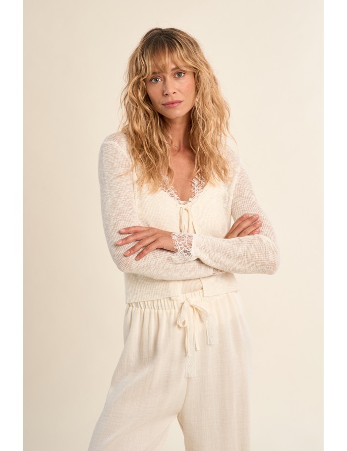 Knotted knit cardigan