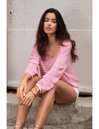 Jersey de mujer de manga larga, estampado rayas.