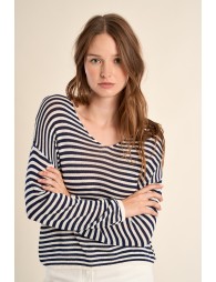 Long-sleeved knit, sailor shirt