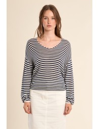 Jersey de mujer de manga larga, estampado rayas.