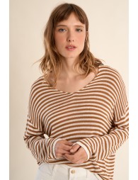 Jersey de mujer de manga larga, estampado rayas.