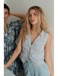 Veston en denim, rayé