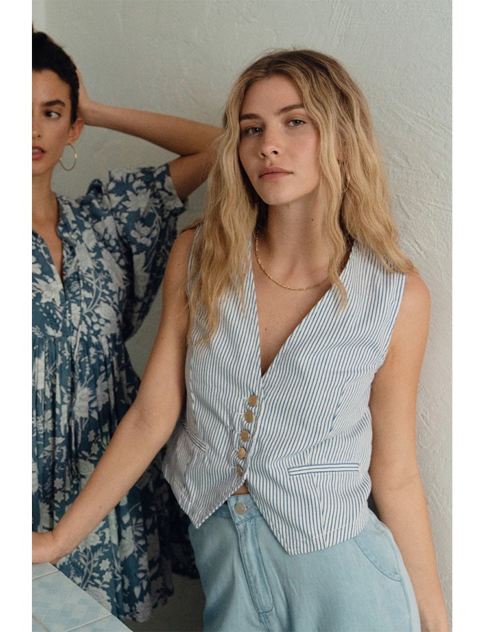 Denim blazer, striped