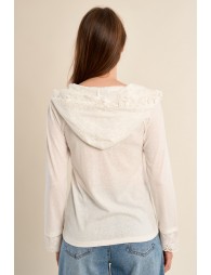Long-sleeved T-shirt, lace hood