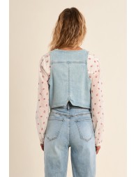 Veston en denim, col V