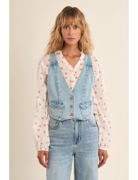 Veston en denim, col V