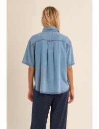 Denim shirt, short sleeves