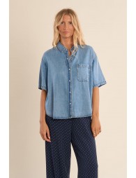 Denim shirt, short sleeves