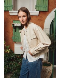 Short mortard jacket, imitation leather effect