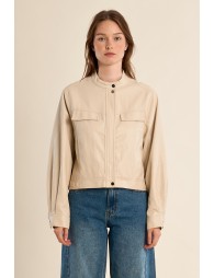 Short mortard jacket, imitation leather effect