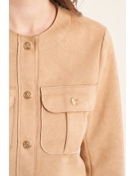 Chaqueta de mujer de manga larga, de antelina.