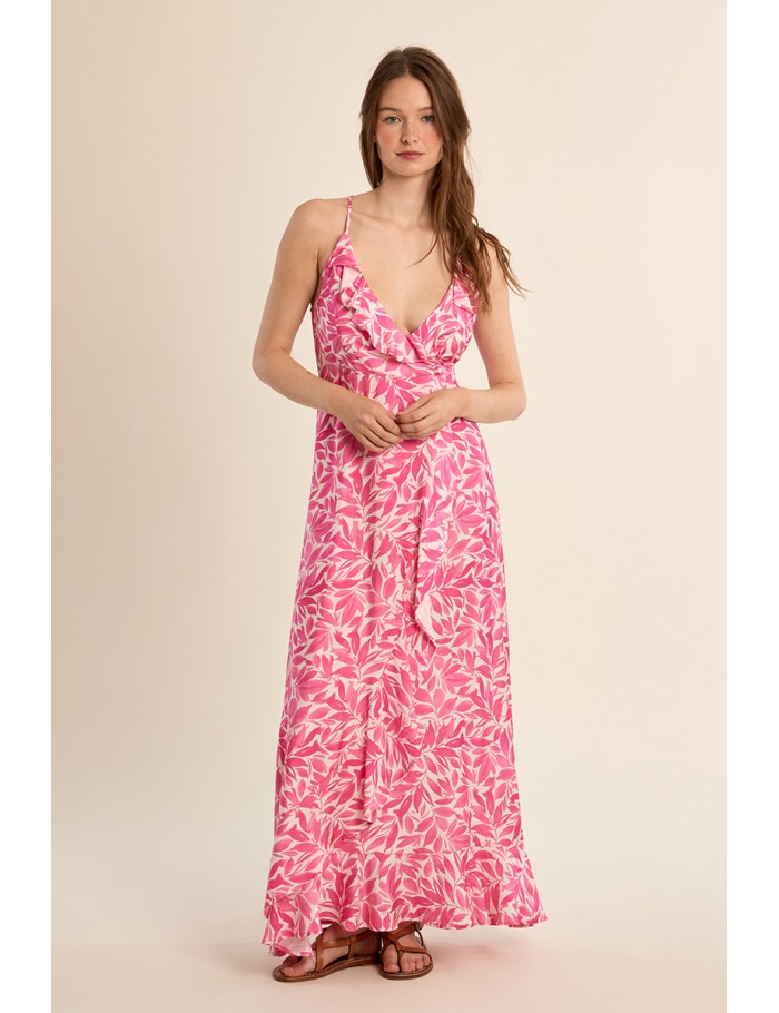 Robe longue, à imprimé floral