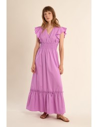 Vestido de manga corta de mariposa, con volantes.