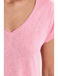 Camiseta de mujer de manga corta, escote V.