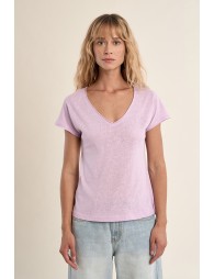 Camiseta de mujer de manga corta, escote V.