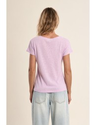 Camiseta de mujer de manga corta, escote V.