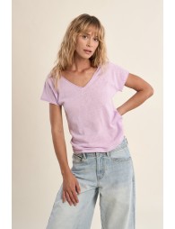 Camiseta de mujer de manga corta, escote V.