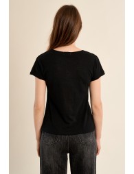 Camiseta de mujer de manga corta, escote V.